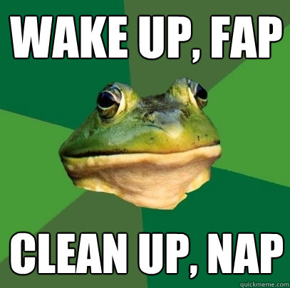 Wake up, fap Clean up, nap  Foul Bachelor Frog