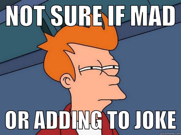  NOT SURE IF MAD    OR ADDING TO JOKE Futurama Fry
