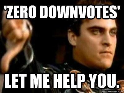 'Zero downvotes' Let me help you.  Downvoting Roman