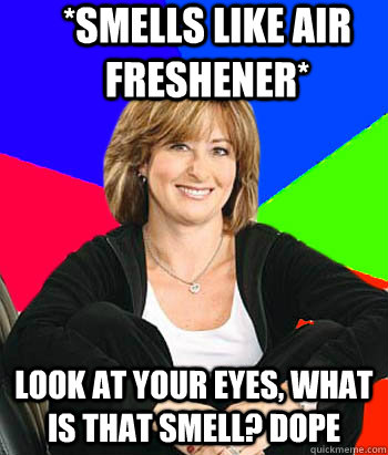 *smells like air freshener* Look at your eyes, what is that smell? DOPE  Sheltering Suburban Mom