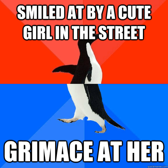 smiled at by a cute girl in the street grimace at her  Socially Awesome Awkward Penguin