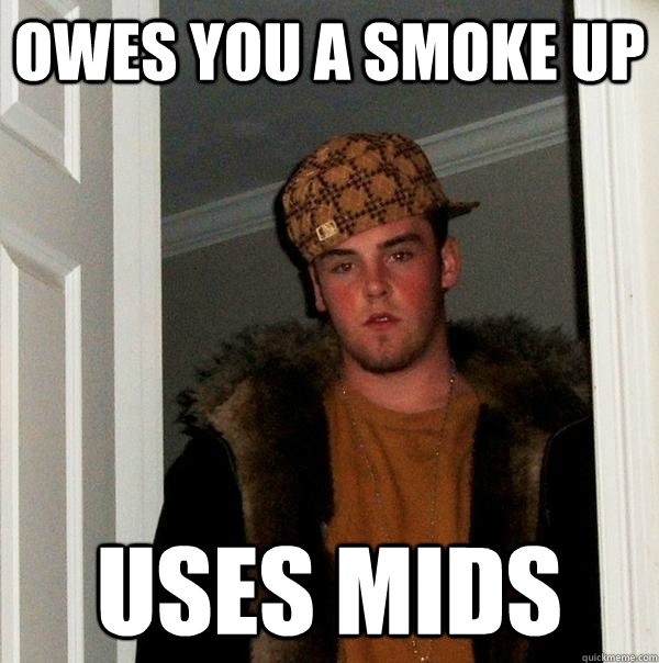 Owes you a smoke up Uses Mids - Owes you a smoke up Uses Mids  Scumbag Steve