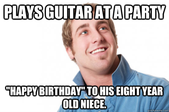 Plays guitar at a party 