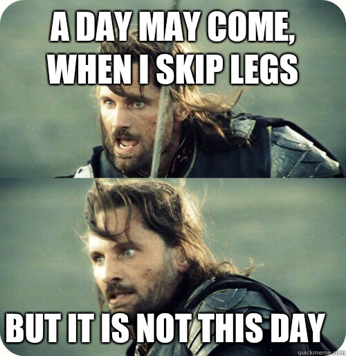 a day may come, when I skip legs but it is not this day  Aragorn Inspirational Speech