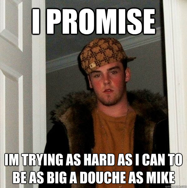I Promise  Im trying as hard as i can to be as big a douche as mike  Scumbag Steve