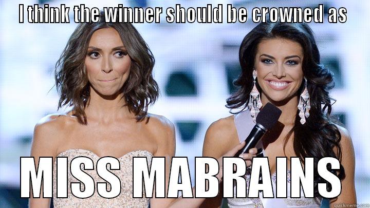 I THINK THE WINNER SHOULD BE CROWNED AS MISS MABRAINS Misc