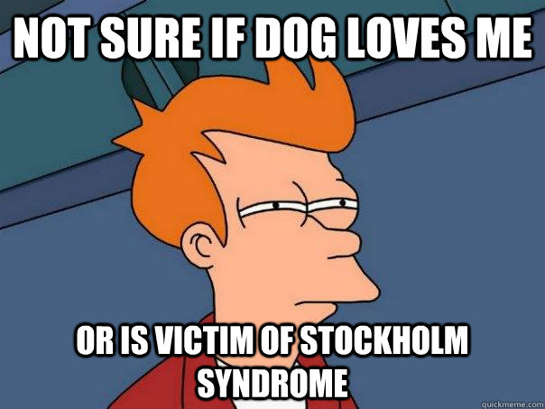 Not sure if dog loves me Or is victim of stockholm syndrome  Futurama Fry
