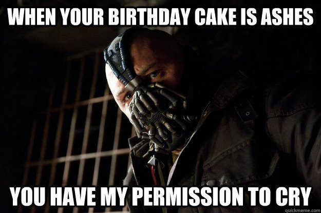 when your birthday cake is ashes you have my permission to cry  Angry Bane
