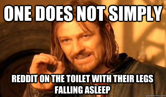 ONE DOES NOT SIMPLY REDDIT ON THE TOILET WITH THEIR LEGS FALLING ASLEEP  One Does Not Simply