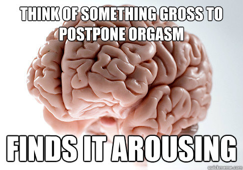 think of something gross to postpone orgasm finds it arousing  Scumbag Brain