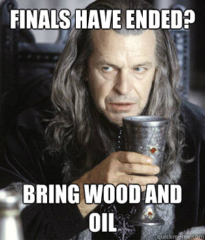 Finals have ended? bring wood and oil  Lord Denethor
