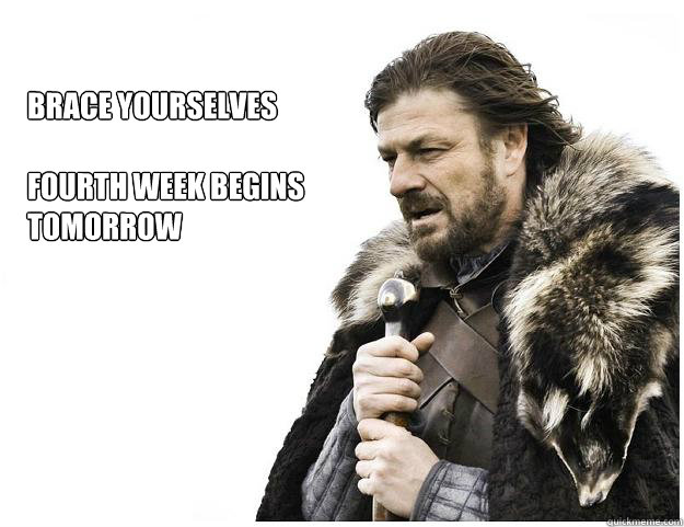 Brace Yourselves

Fourth Week Begins
Tomorrow   Imminent Ned