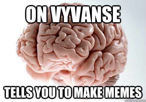 on vyvanse tells you to make memes  Scumbag Brain