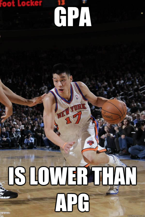 gpa is lower than apg  Jeremy Lin