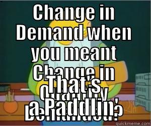 CHANGE IN DEMAND WHEN YOU MEANT CHANGE IN QUANTITY DEMANDED? THAT'S A PADDLIN' Paddlin Jasper