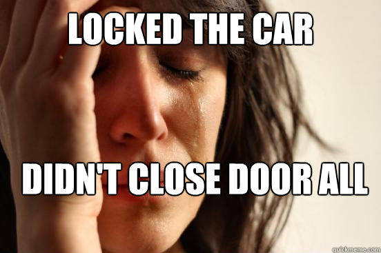locked the car didn't close door all the way  First World Problems