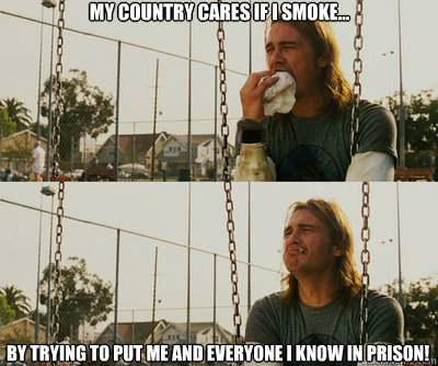 My country cares if I smoke... by trying to put me and everyone I know in prison!  First World Stoner Problems