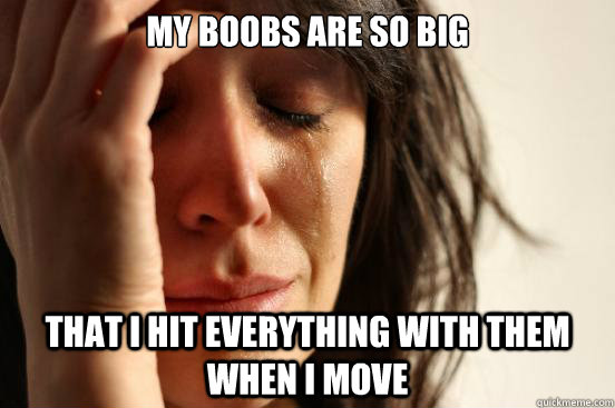 My boobs are so big that i hit everything with them when I move  First World Problems