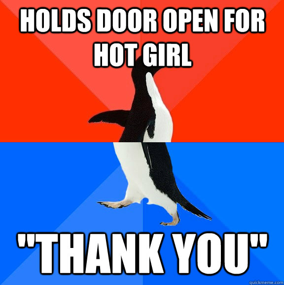 Holds Door open for hot girl 