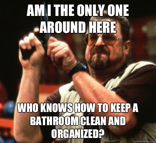 Am i the only one around here Who knows how to keep a bathroom clean and organized? - Am i the only one around here Who knows how to keep a bathroom clean and organized?  Am I The Only One Around Here