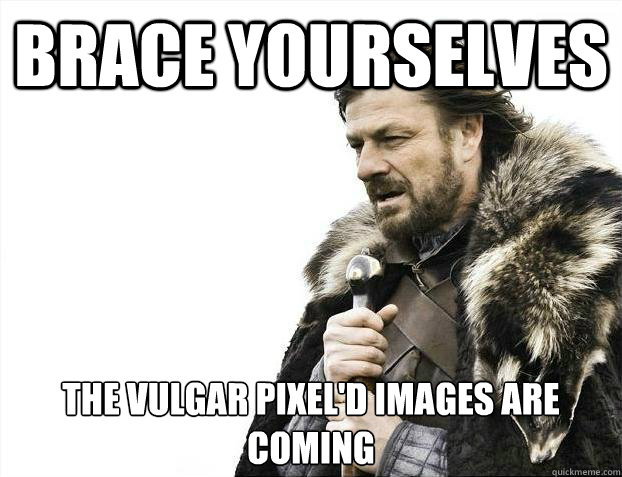 Brace yourselves The vulgar pixel'd images are coming  Brace youselves