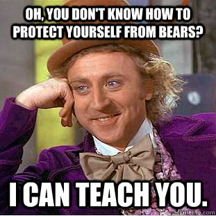 Oh, you don't know how to protect yourself from bears? I can teach you.  Creepy Wonka