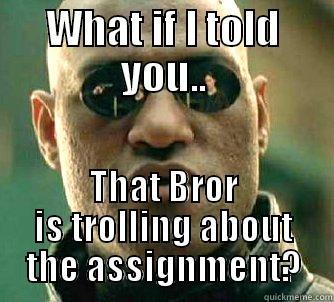 WHAT IF I TOLD YOU.. THAT BROR IS TROLLING ABOUT THE ASSIGNMENT? Matrix Morpheus