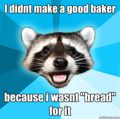 I didnt make a good baker  because i wasnt 