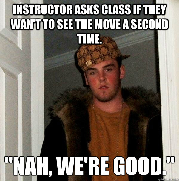 Instructor asks class if they wan't to see the move a second time. 