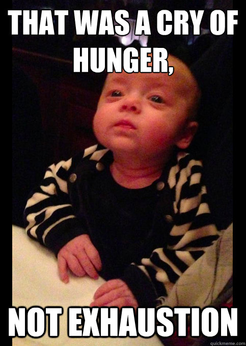 that was a cry of hunger, not exhaustion - that was a cry of hunger, not exhaustion  Pretentious Baby