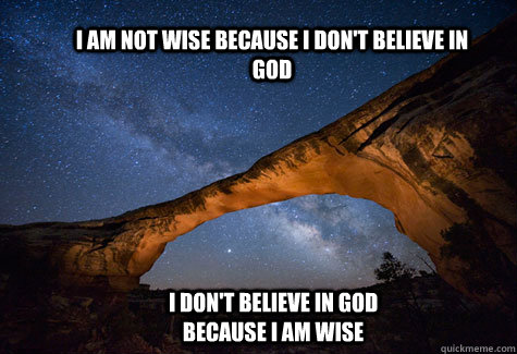 i am not wise because i don't believe in god i don't believe in god because i am wise  wisdom