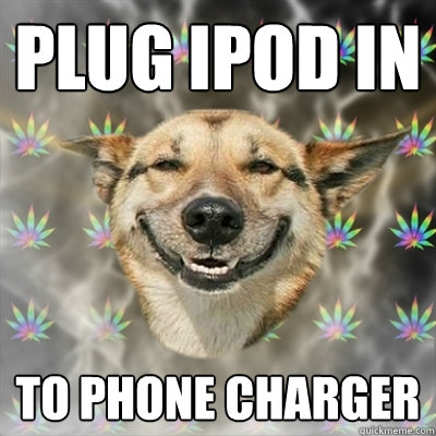 PLUG ipod in to phone charger  Stoner Dog