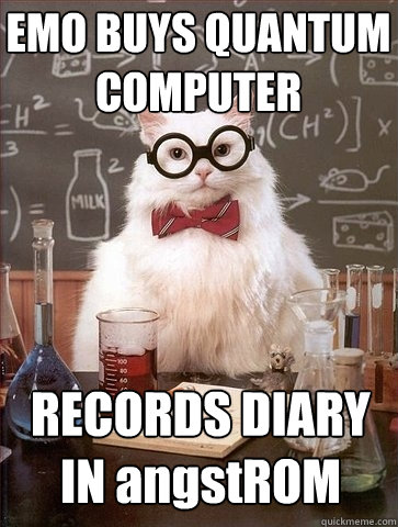 EMO BUYS QUANTUM COMPUTER RECORDS DIARY IN angstROM - EMO BUYS QUANTUM COMPUTER RECORDS DIARY IN angstROM  Chemistry Cat