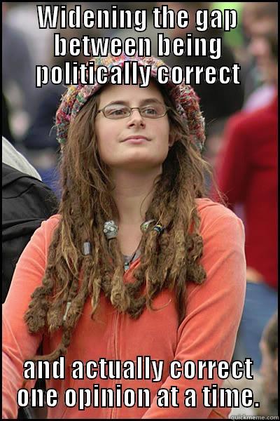 WIDENING THE GAP BETWEEN BEING POLITICALLY CORRECT AND ACTUALLY CORRECT ONE OPINION AT A TIME. College Liberal