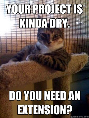 Your project is kinda dry. do you need an extension?  The Most Interesting Cat in the World
