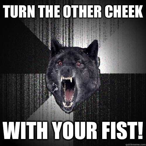 Turn the other cheek With your fist!  Insanity Wolf