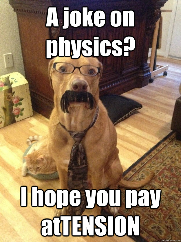A joke on physics? I hope you pay atTENSION - A joke on physics? I hope you pay atTENSION  Physics professor Dog
