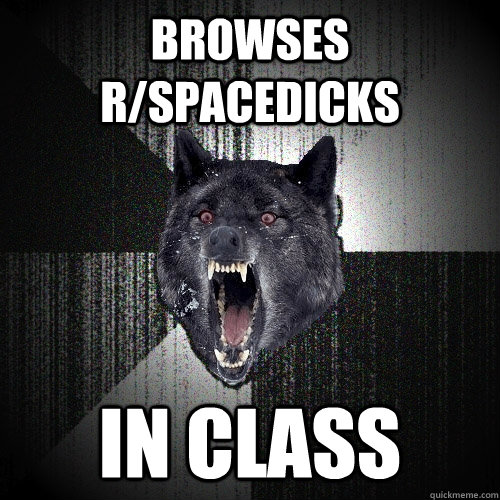 browses r/spacedicks in class  Insanity Wolf