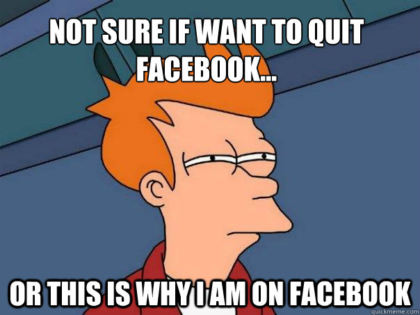 Not sure if want to quit facebook... Or this is why i am on facebook  Futurama Fry