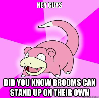 Hey guys Did you know brooms can stand up on their own  Slowpoke