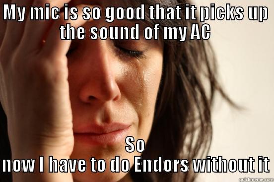 MY MIC IS SO GOOD THAT IT PICKS UP THE SOUND OF MY AC SO NOW I HAVE TO DO ENDORS WITHOUT IT First World Problems