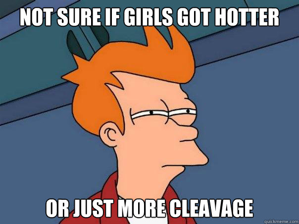 not sure if girls got hotter or just more cleavage  Futurama
