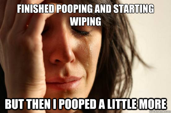 Finished pooping and starting wiping But then I pooped a little more  First World Problems