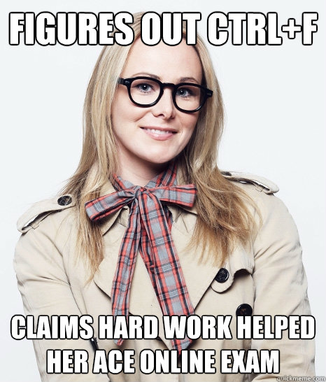 Figures out Ctrl+f claims hard work helped her ace online exam  