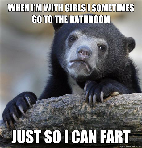 when i'm with girls i sometimes go to the bathroom just so i can fart - when i'm with girls i sometimes go to the bathroom just so i can fart  Confession Bear
