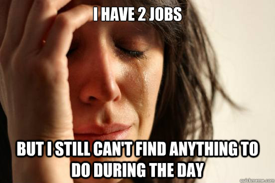 I have 2 jobs but I still can't find anything to do during the day  First World Problems