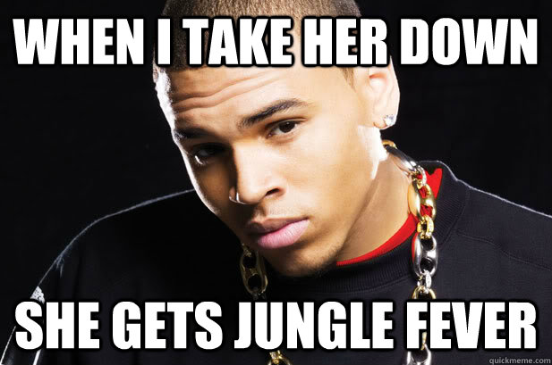 When i take her down she gets jungle fever - When i take her down she gets jungle fever  chris brown meme