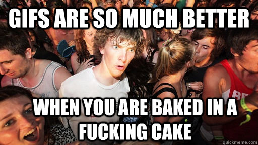 gifs are so much better when you are baked in a fucking cake  Sudden Clarity Clarence