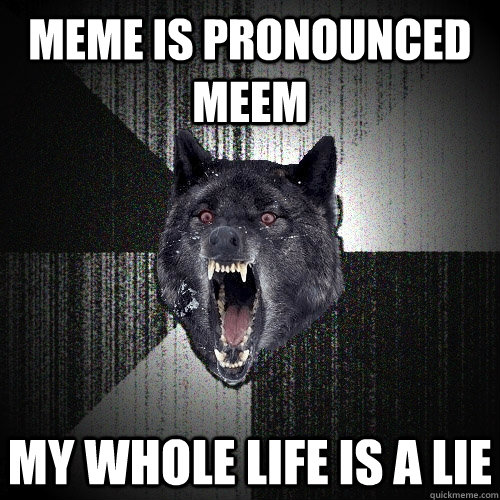 meme is pronounced meem my whole life is a lie  Insanity Wolf