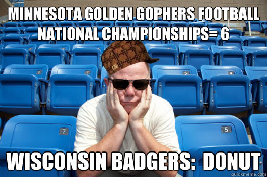 Minnesota Golden Gophers Football National Championships= 6 Wisconsin Badgers:  Donut - Minnesota Golden Gophers Football National Championships= 6 Wisconsin Badgers:  Donut  Scumbag Sports Fan